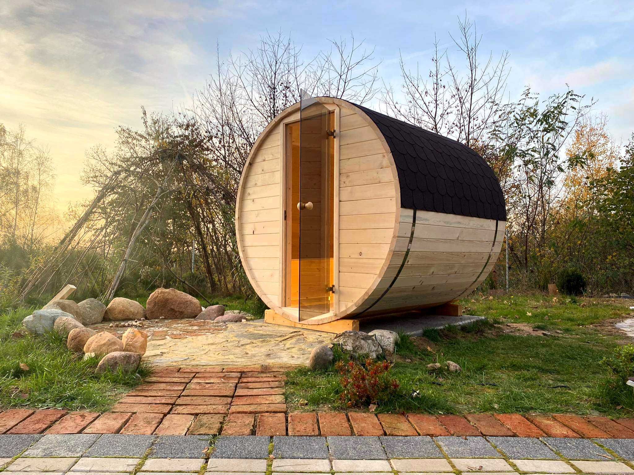 Sauna Ogrodowa Beczka samodzielny montaż FULL ZESTAW 2x2