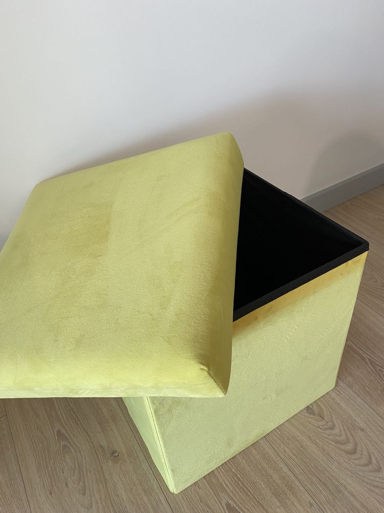 Puff veludo amarelo 38x38 cm Leroy Merlin