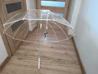 Parasol przeroczysty z białą lamówką - ślub/wesele/sesja zdjeciowa