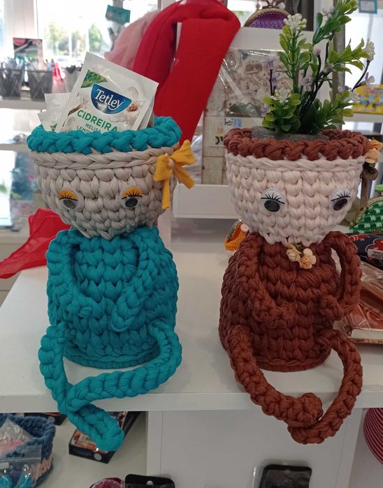 Decoração - Boneca p/Suculentas, Pacotes de Chá ou Açucar