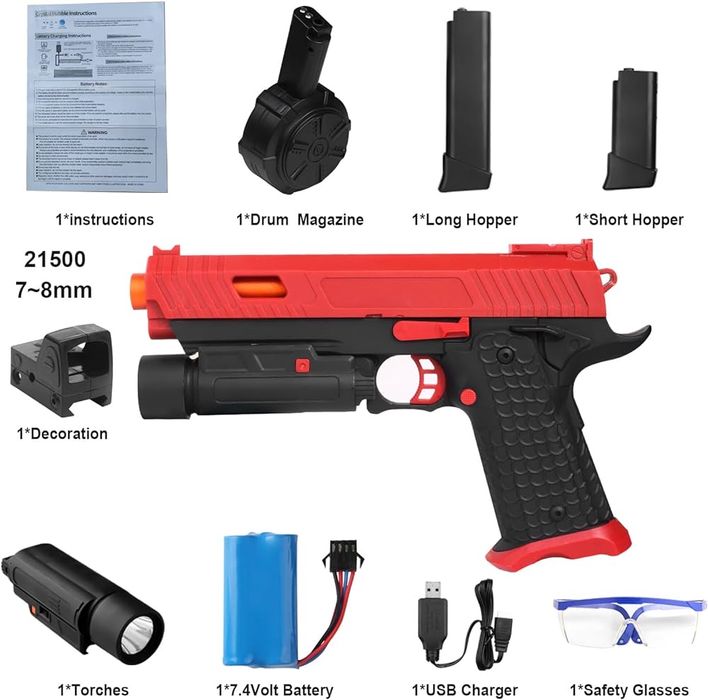 Электрический игрушечный пистолет с гелевыми шариками Новый X5