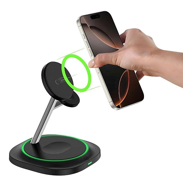 Tech-Protect Qi15W-A46/3In1 Magnetic Magsafe Wireless Charger Black