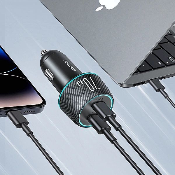 Ładowarka samochodowa 2x Usb C 70w z podświetleniem Led Joyroom Jr-ccn