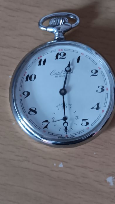 Relógio bolso corda antigo Cristal 15 jw 1950!
