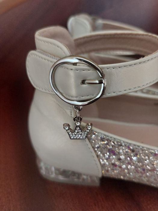 Zlote balerinki z brokatem na rzepy