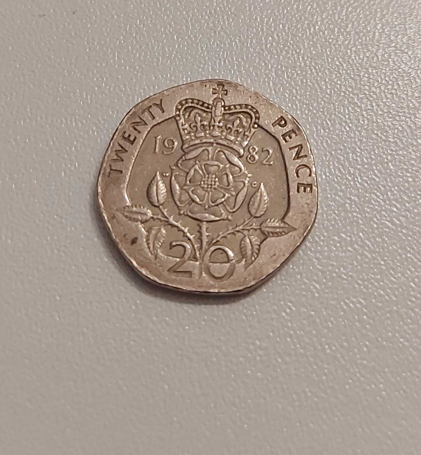 Moeda twenty pence 1982 Rainha Elizabeth II