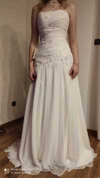 Suknia ślubna Lohrengel z gorsetem śmietankowa 36