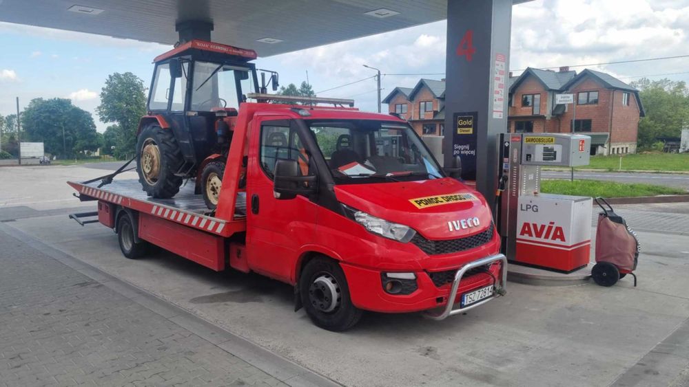 Pomoc drogowa 24h transport maszyn PL EU holowanie z OC Sprawcy