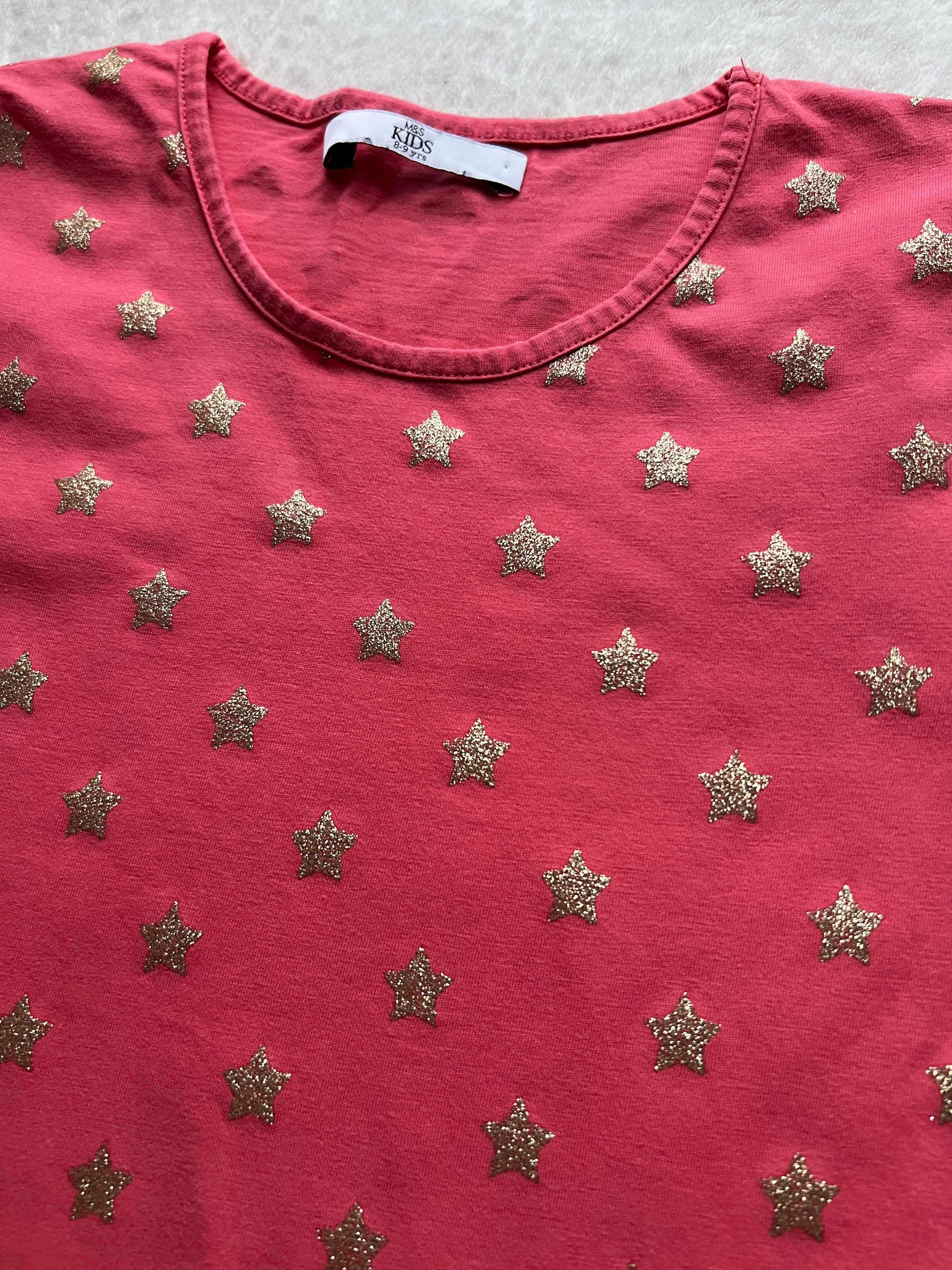 Śliczny t-shirt bluzka w gwiazdki M&S - rozm. 134