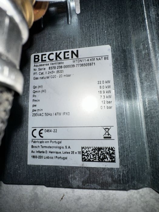 Esquentador becken 11 litros ventilado gas natural