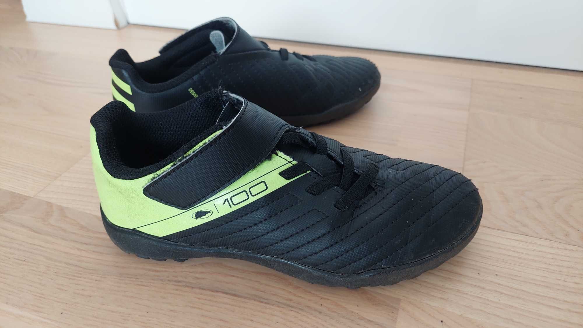 Buty do piłki nożnej roz32 dla dzieci Kipsta 100 Easy Turf TF na rzepy