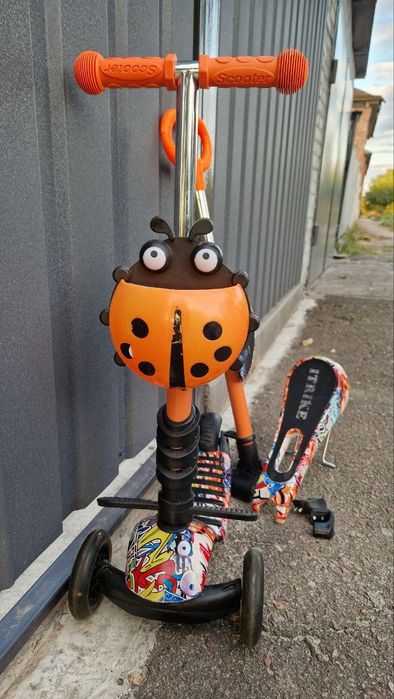 Дитячий самокат з сидінням 5в1 "best scooter", колеса pu світяться