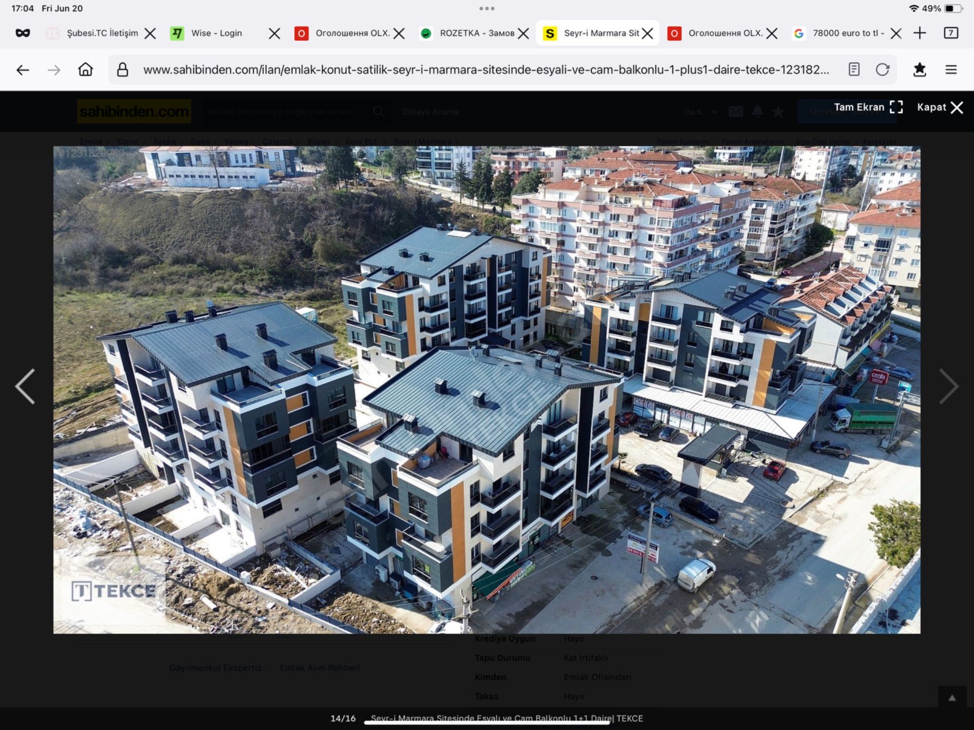Продається мебльована Квартира 1+1 , 60м2,  50м моря