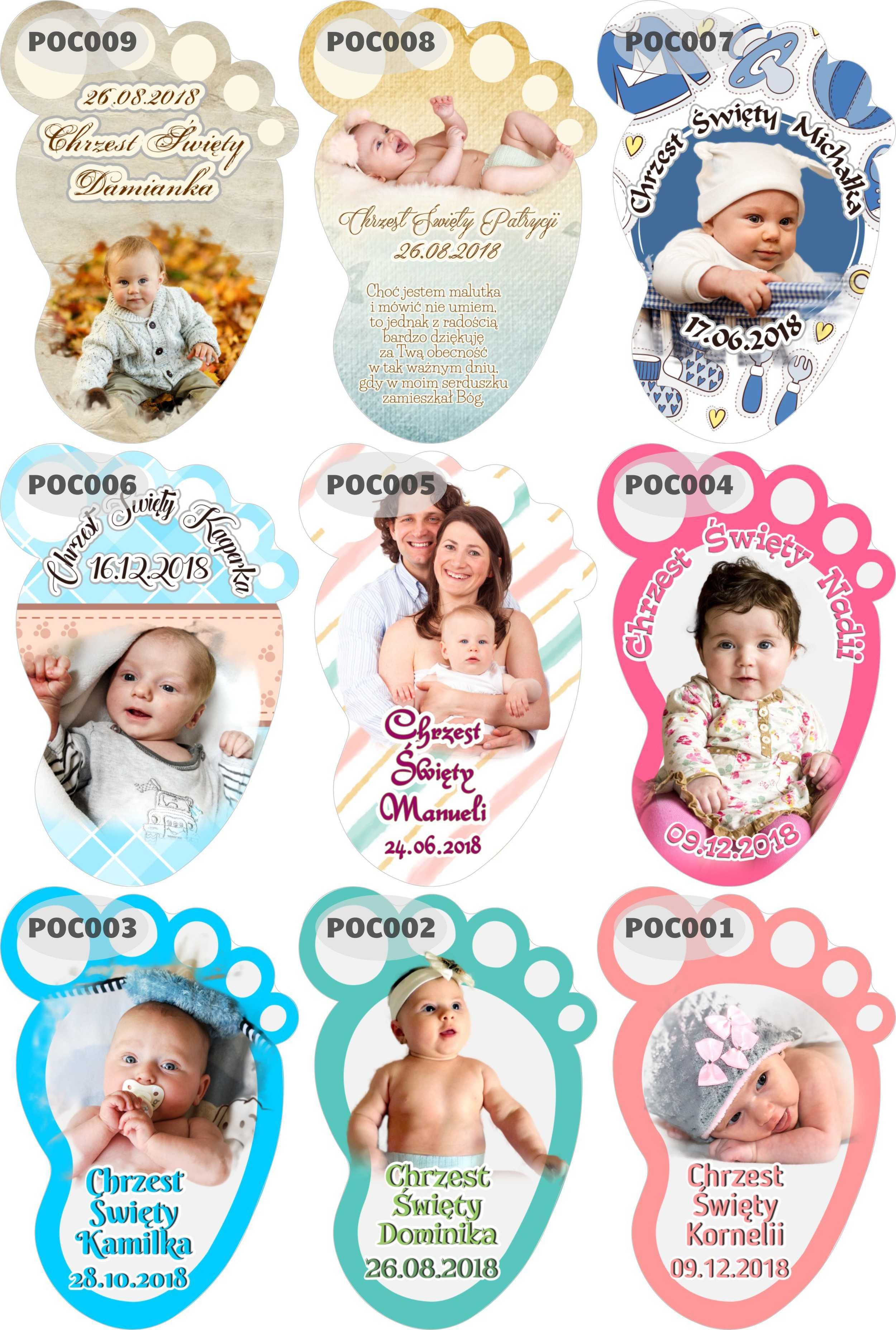 Magnes Stópka personalizowane podziękowania dla gości Chrzest Roczek