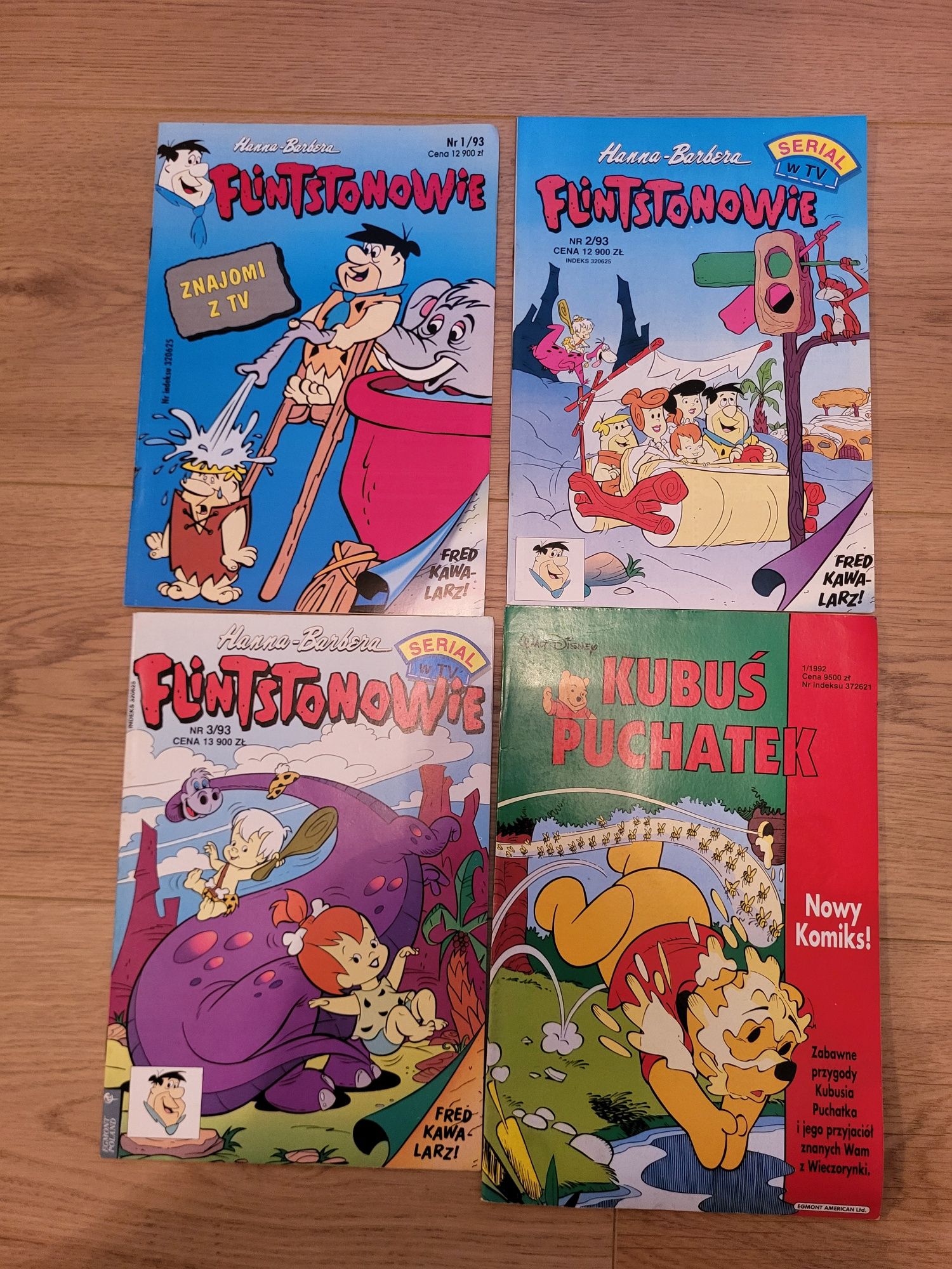4 komiksy Flintstonowie i Kubuś Puchatek Egmont 1992 i 1993