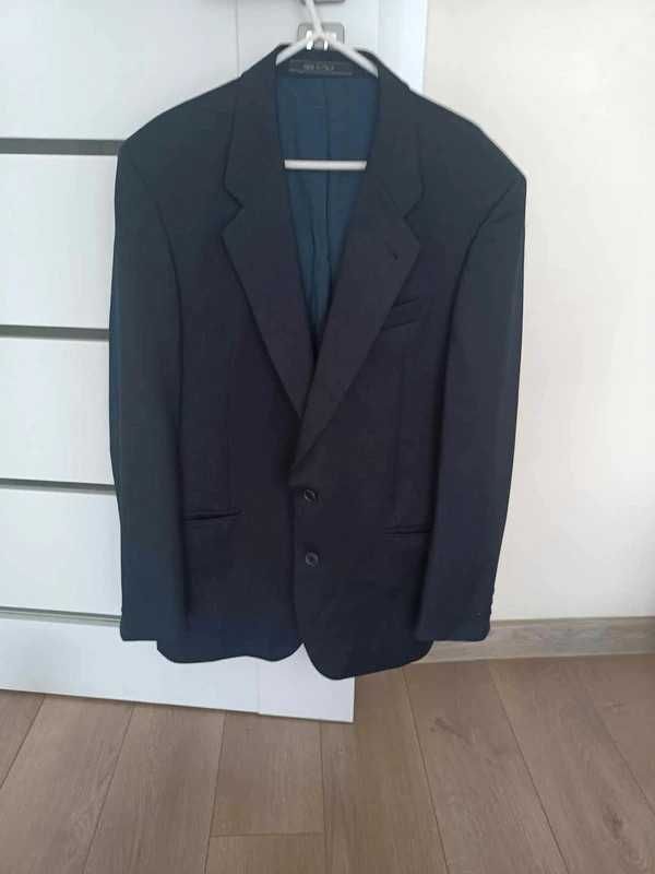 Włoska, elegancka, granatowa marynarka wełna L XL