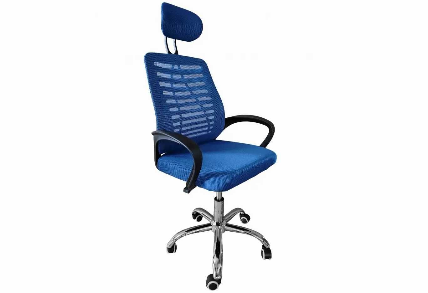 Кресло для компьютера офиса синее Boston стул на колесах офисный
