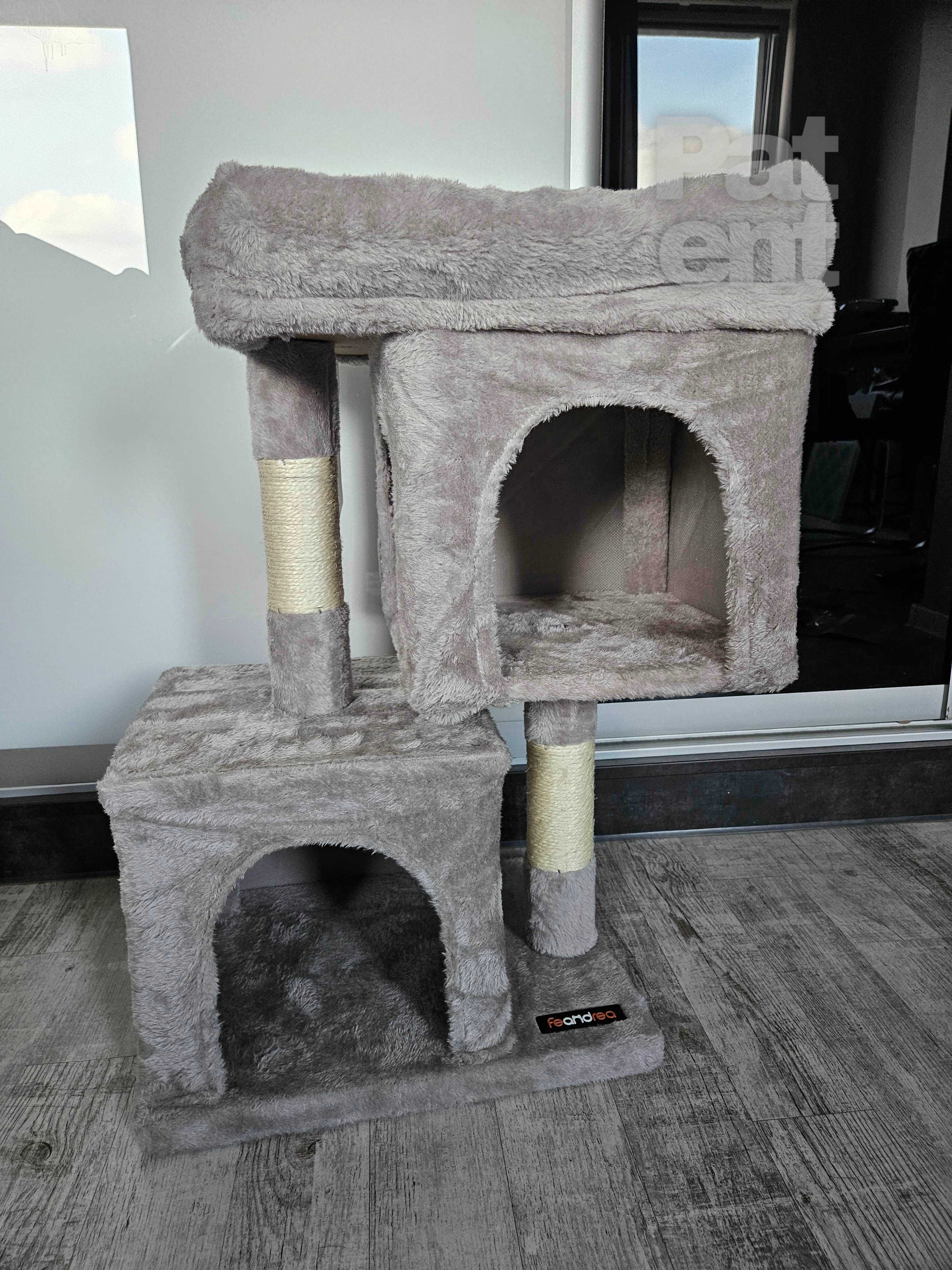 Drapak dla kota kompaktowy 67 cm szary domek słupek legowisko