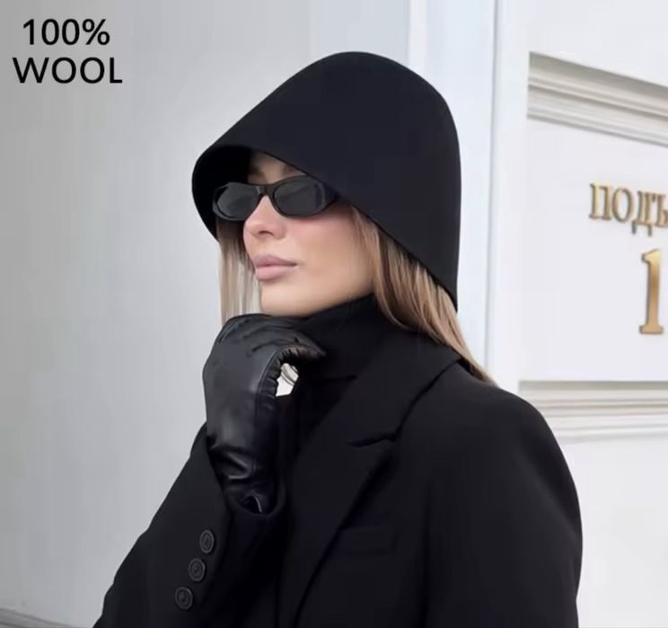 Шерстяна панама  колір чорний