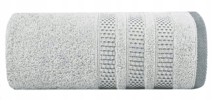 Ręcznik 50x90 srebrny z żakardową bordiurą