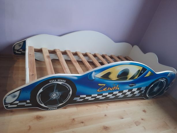 Łóżko dziecięce auto Zenith ze stelażem niebieskie chłopiec 160x80