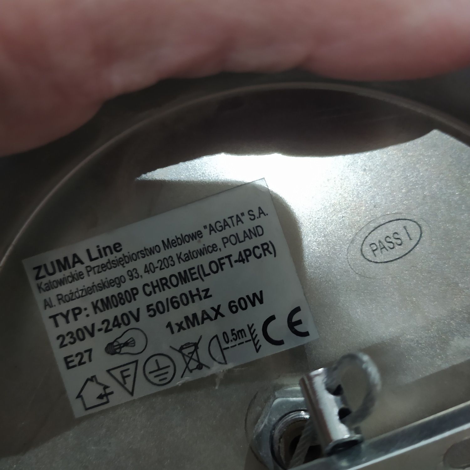 Lampa sufitowa metalowa srebrna