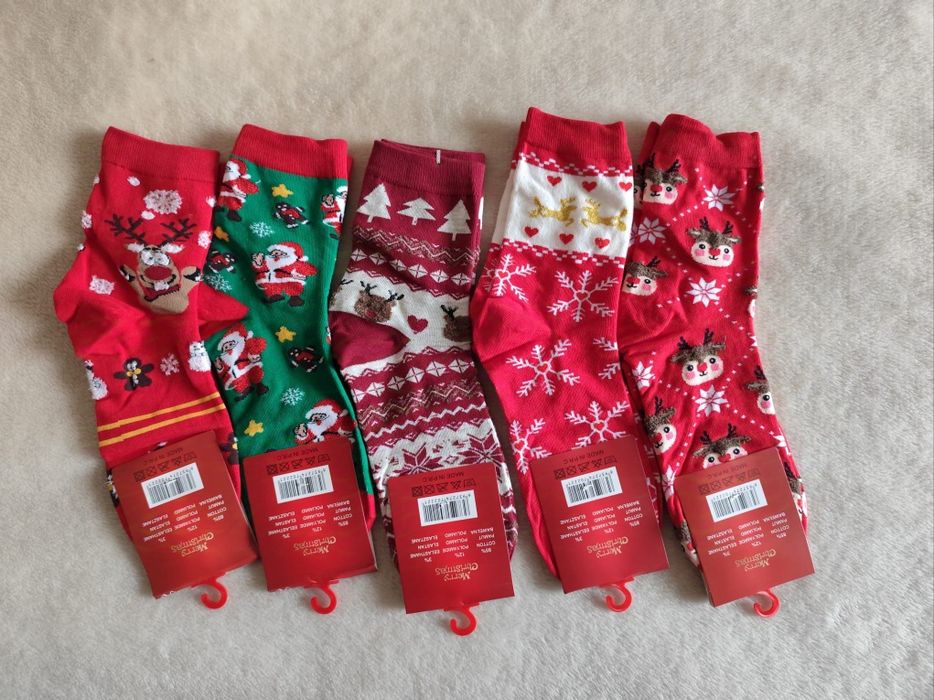 Zestaw 5 par skarpetek świątecznych
