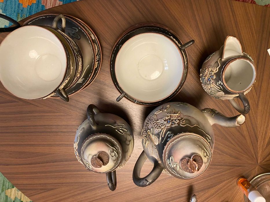 Serviço de chá dragão de 6 chávenas