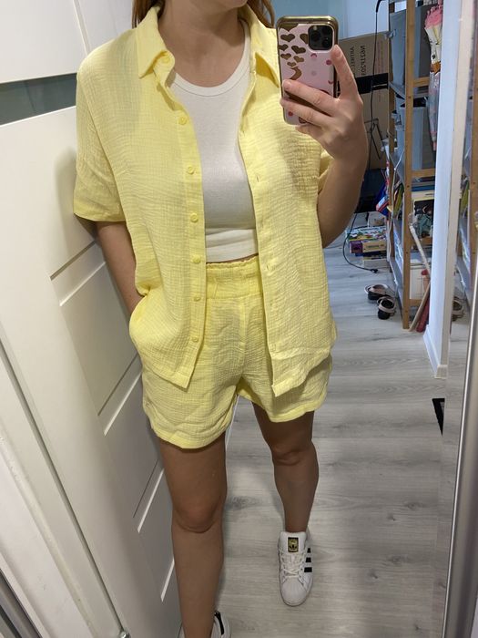 Nowy komplet L bawełniany na lato muślinowa koszula damska