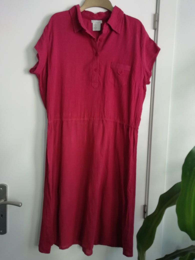 Vestido Bordeaux, de Verão, em Algodão