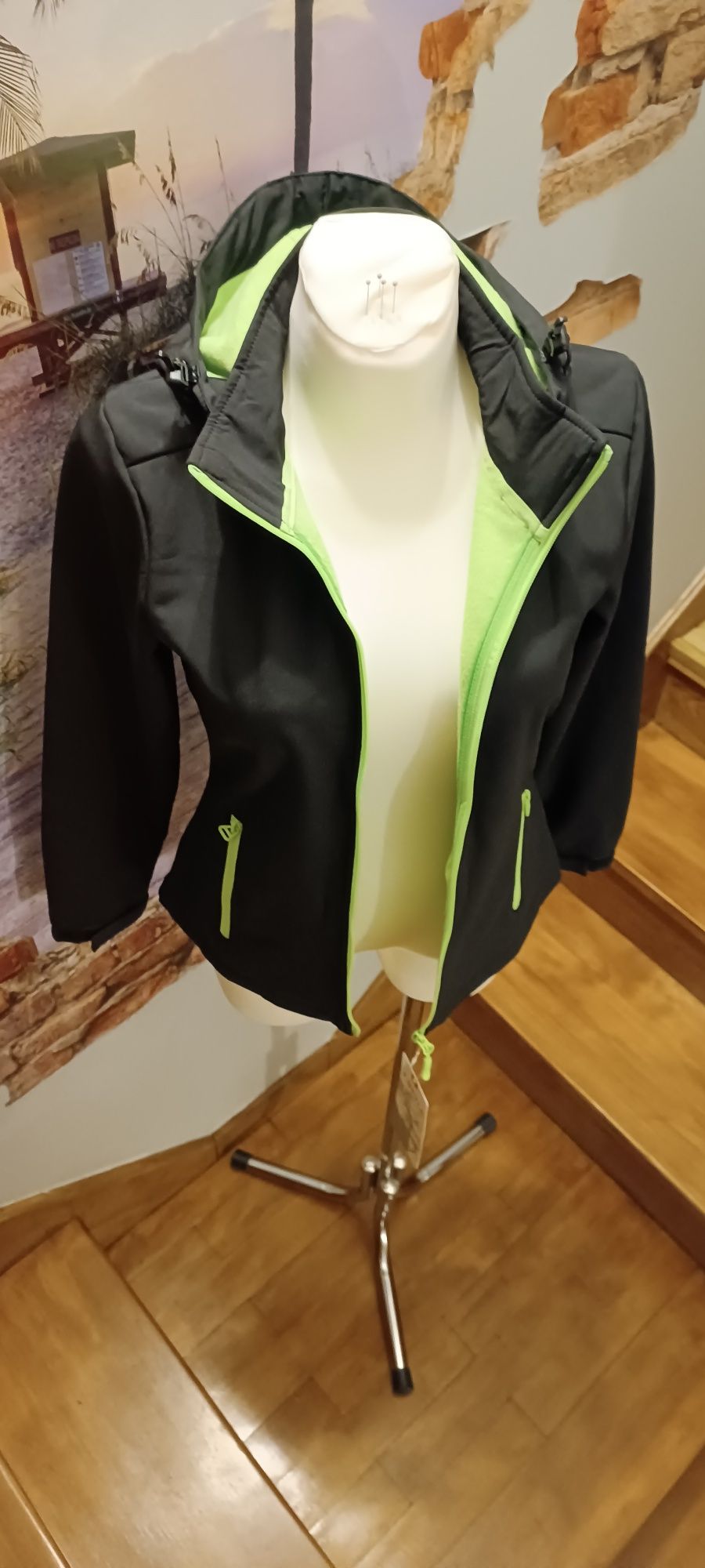 Kurtka- Bluza Damska Trekkingowa J.Style r. S Czarno-Zielona z Metką