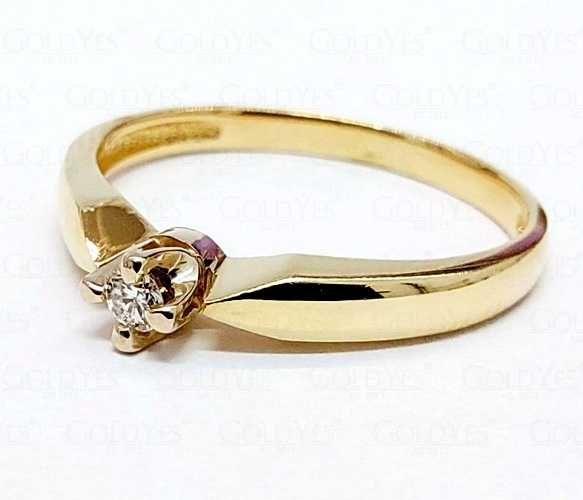 Złoty pierścionek z BRYLANTEM próby 585 14k R.15