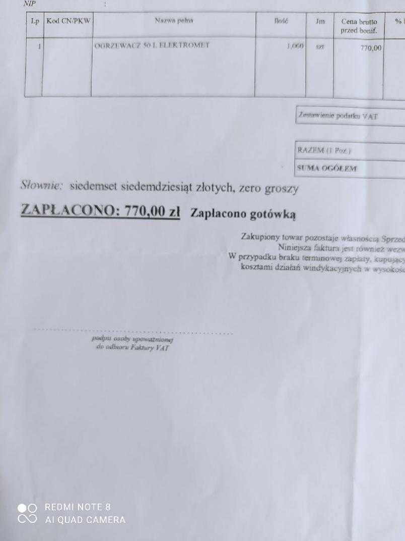 Bojler elektryczny 50 litrów