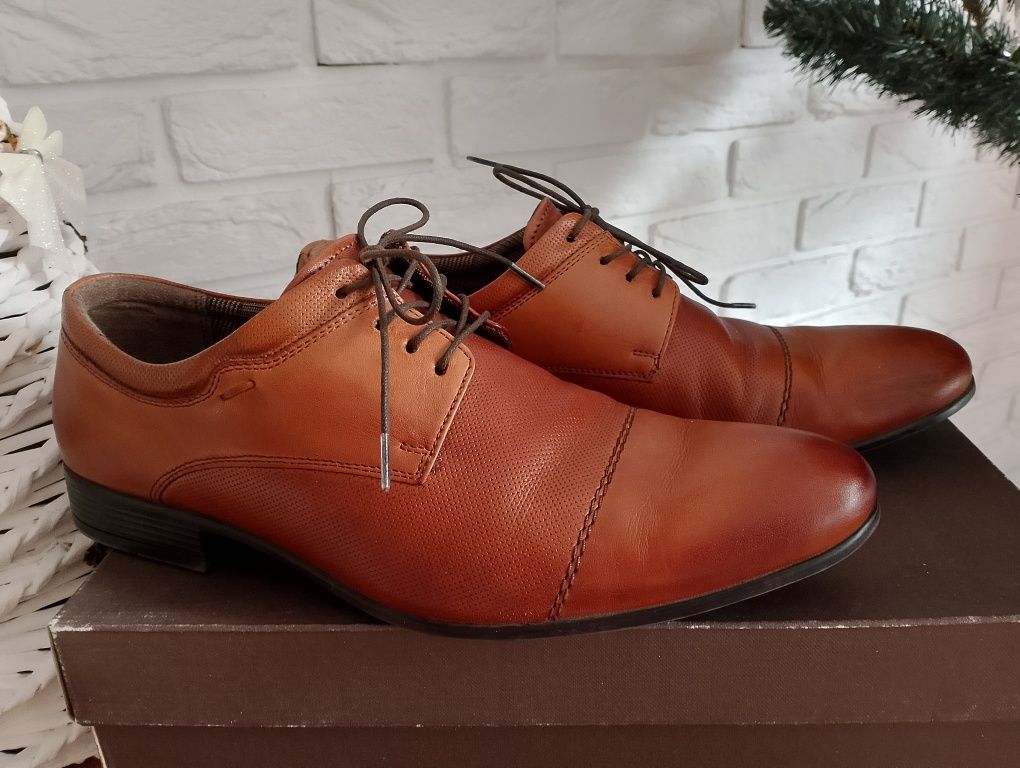 Buty pantofle 40 męskie camelBrąz elegancki półbuty bierzmowanie nowe