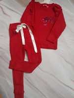 Zestaw komplet Czerwony 5 6 lat 110 spodnie bluzka