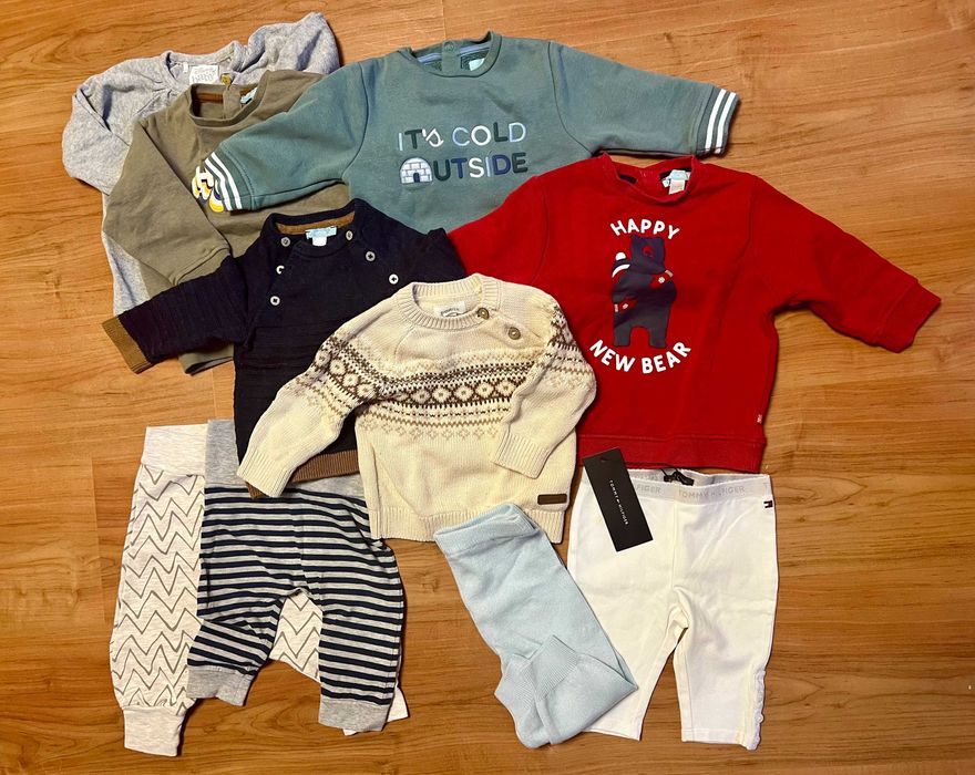 Komplet ubranek, r. 68, 105 szt. TANIEJ NIŻ W SECOND HAND, < 5zł/szt.