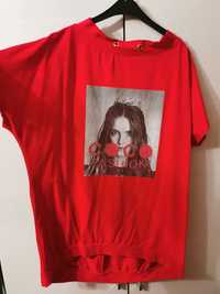 Bluzka koszulka krótki rękaw damska Veso roz 42/44 XL/XXL czerwona apl