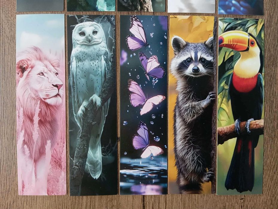 16 kartonowych zakładek do książek z zwierzętami