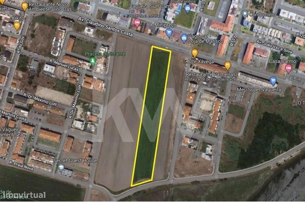 Terreno 11910 m2 localizado no centro da Praia da Vagueira, para const