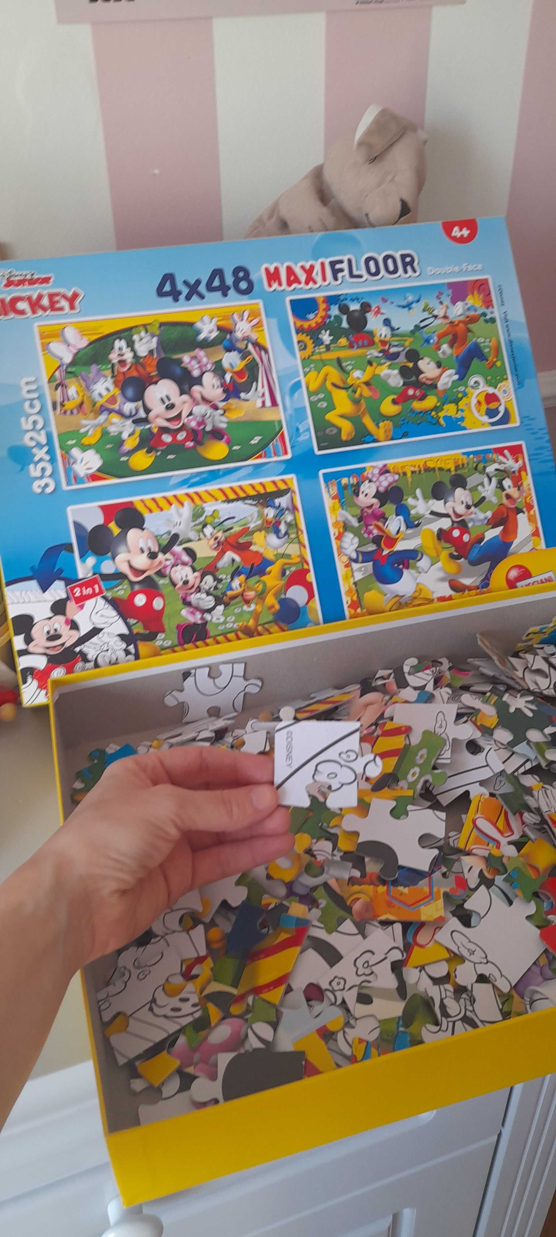 Nowe Puzzle z Myszką Mickey zestaw 4 układanek do malowania od spodu