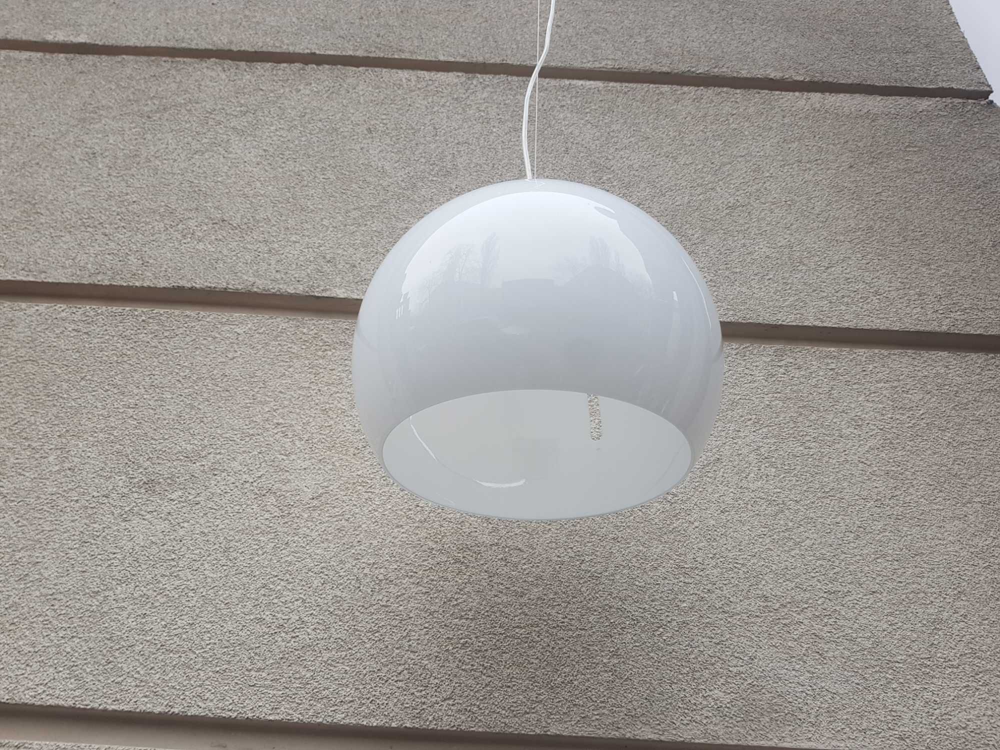Lampa wisząca KULA 30cm ze szkła MURANO GLASS biały połysk 1x150W LED