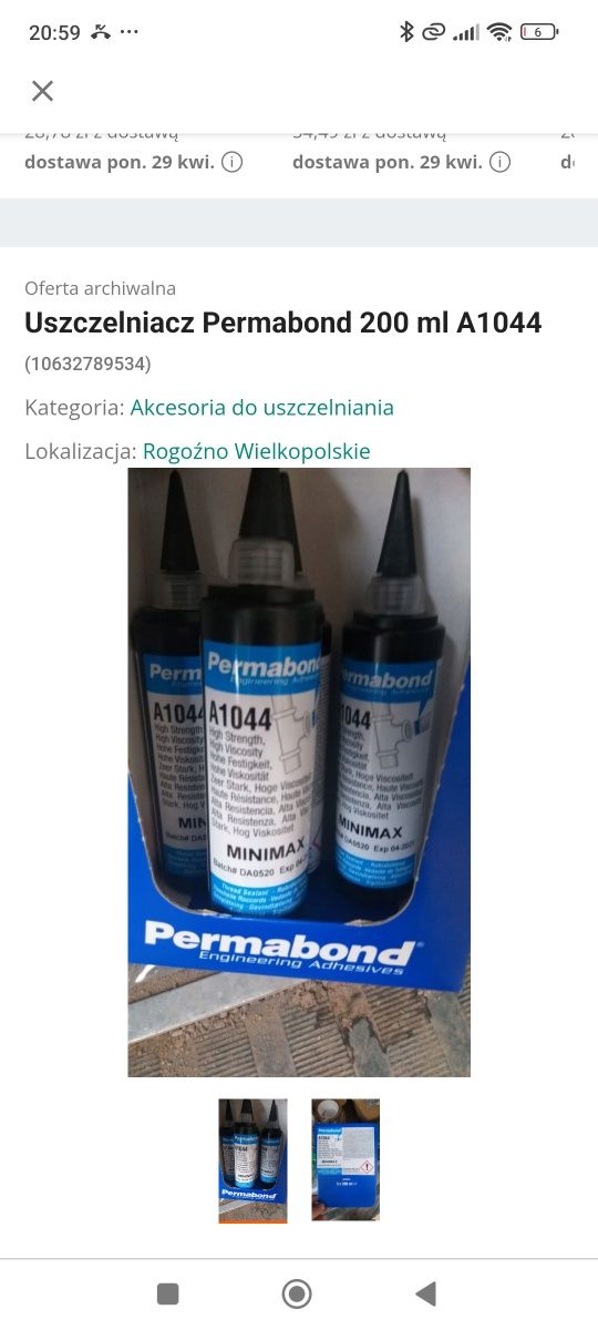 Klej uszczelniacz permabond a1044