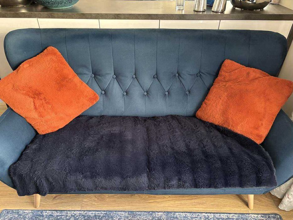 Zestaw granatowa sofa + fotel KELSO