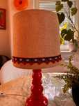 Lampa stołowa nocna vintage ceramiczna west germany czerwona