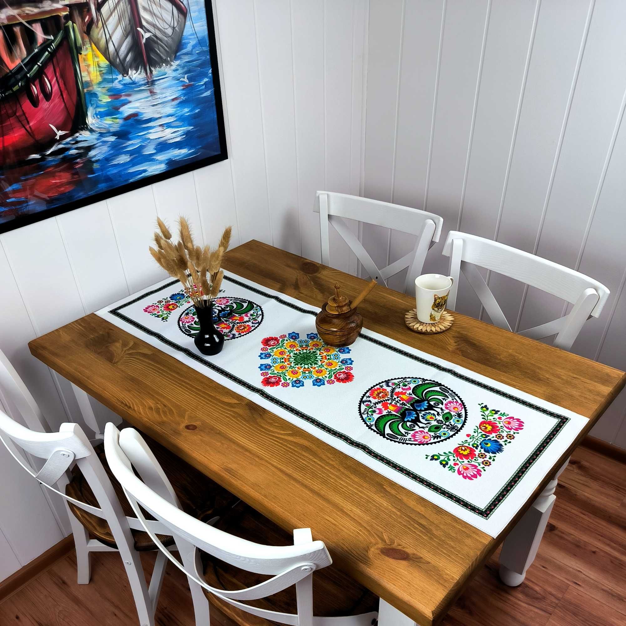 Folkowy Bieżnik na Stół 120x40 cm – Polski Produkt, Laserowy Nadruk
