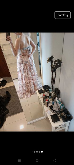 Sukienka maxi kwiaty 3d gorsetowa długa sesja wiosenna kwiaty