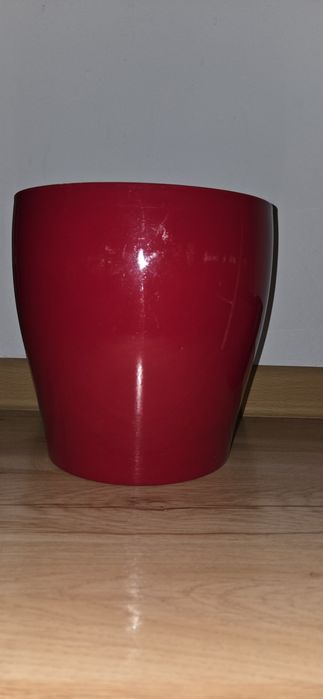 Duża donica osłona ceramiczna czerwona wysokość 21 cm średnica 21 cm