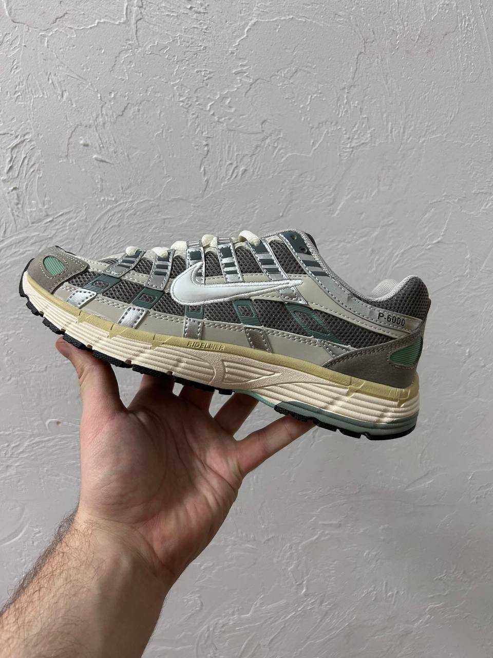 Чоловічі кросівки Nike P-6000 сірий з зеленим D623 ТОПОВІ