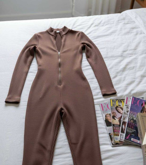 Теплий спортивний комбінезон на флісі утеплений комбез в рубчик