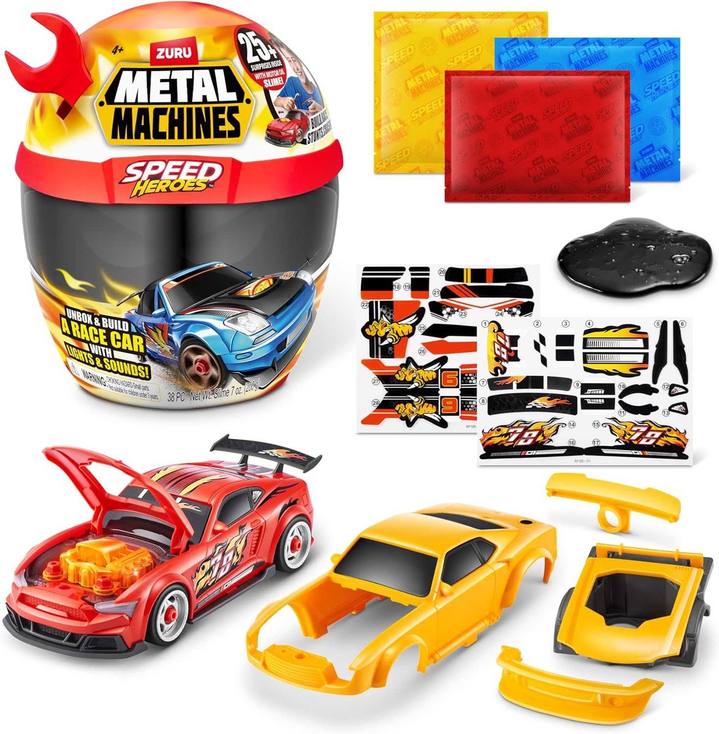 Машинка - сюрприз Zuru Metal Machines Speed Heroes 25 деталей 2 вида